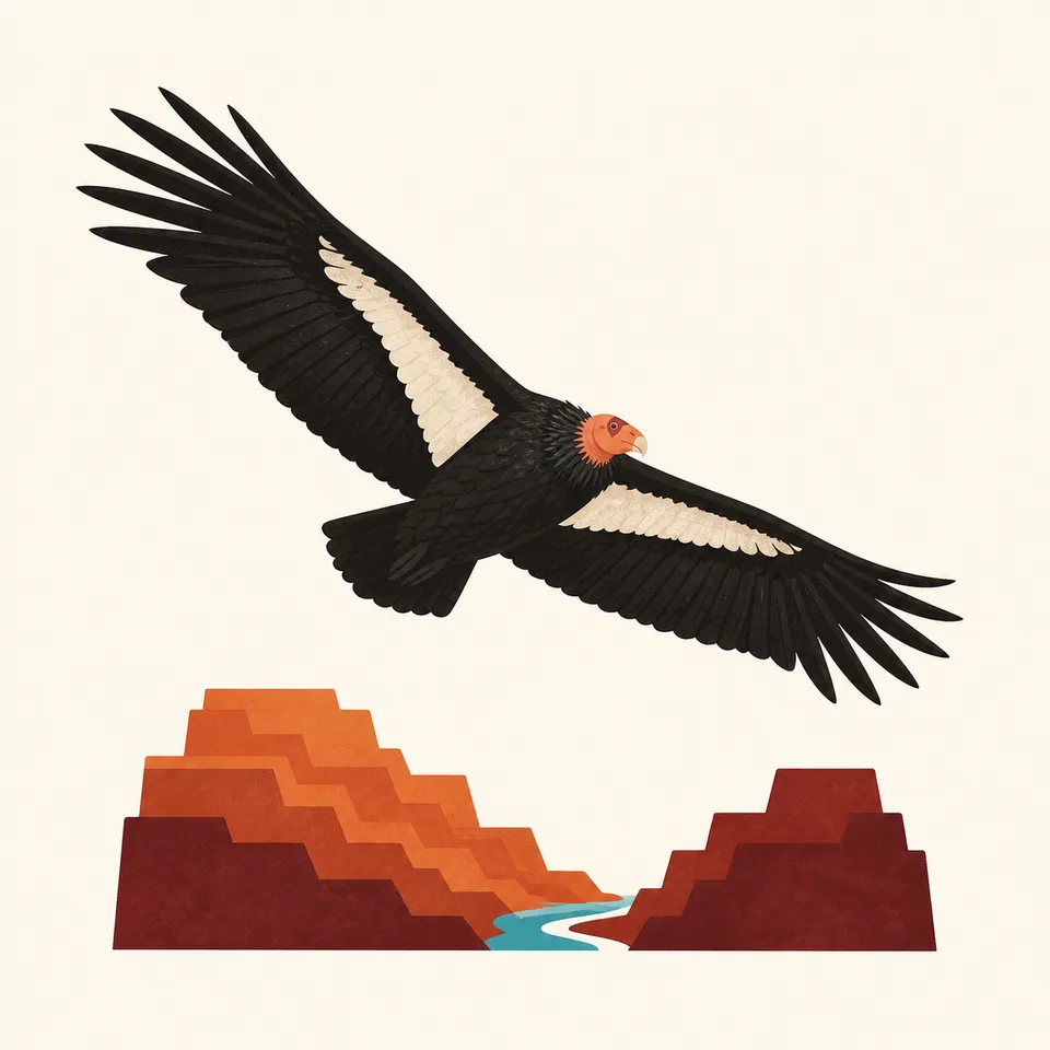 A California condor over the canyon, the extra mark for Grand Canyon.